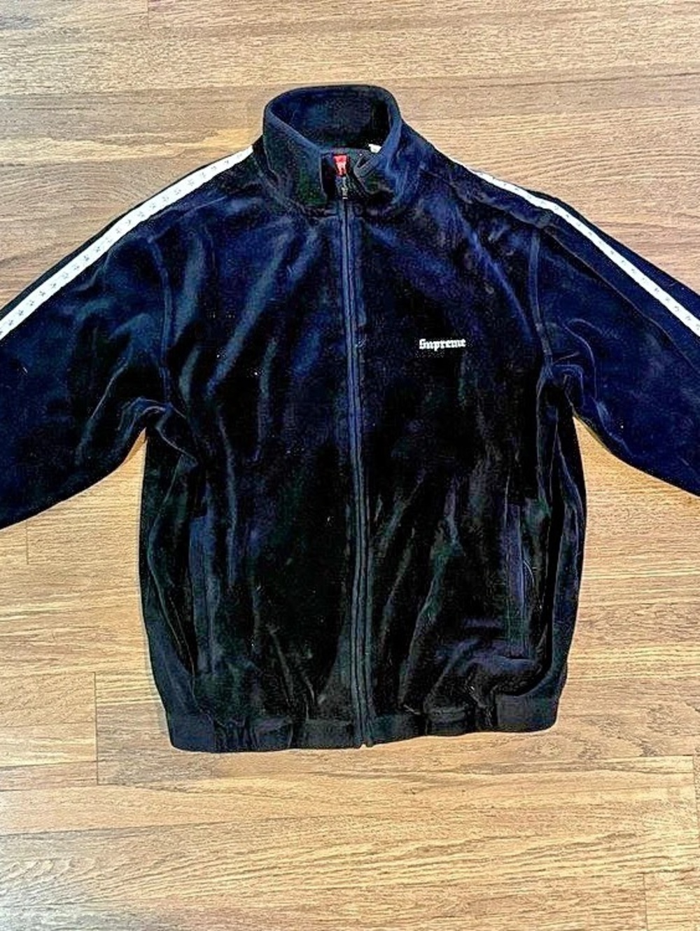 Supreme Velour Track Jacket Black & White Size Medium